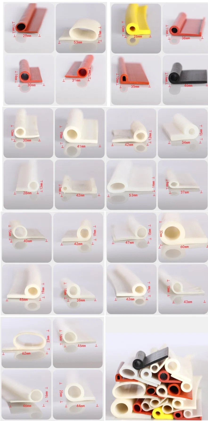 Customized E-Shape Silicone Rubber Sealing Strips by Chinese Quality Product Manufacturers